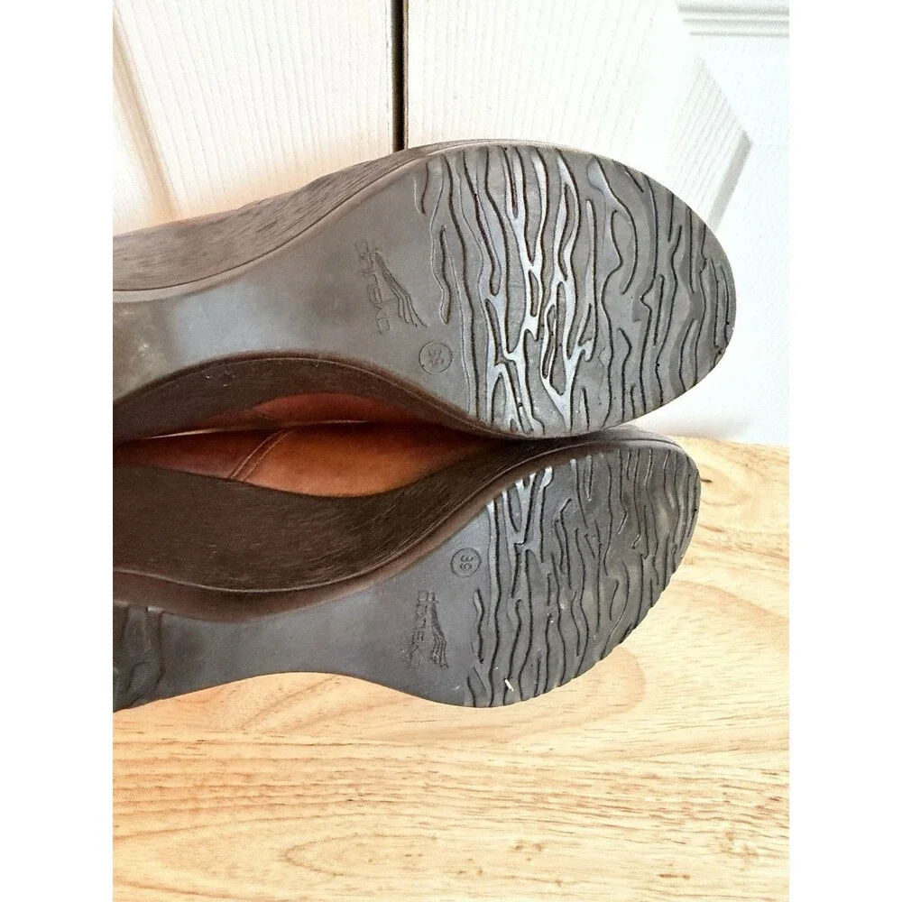 Dansko Rosaline Brown Leather Wedge Heel Shoes Size EU 39